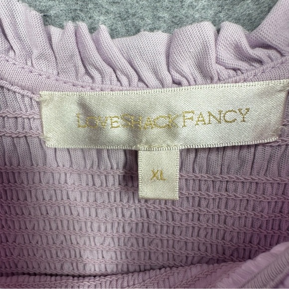 LoveShackFancy Chessie Smocked Flutter-Sleeve Tiered Midi Dress-Lilac BloomXL - Picture 9 of 10